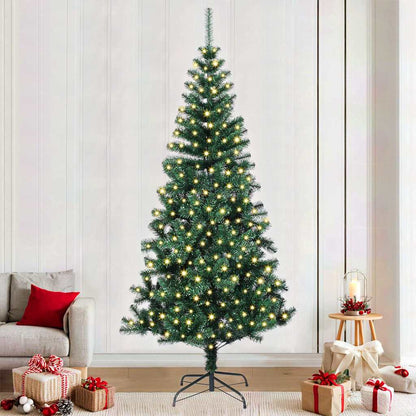 Artificial Pre-lit Christmas Tree Green PVC and Metal 240 cm with leds