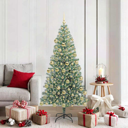Artificial Christmas Tree Snow Flocked with LED Light 180 cm with LEDs&gold balls
