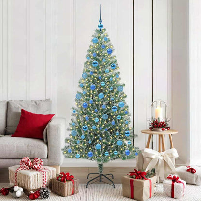 Artificial Christmas Tree Snow Flocked with LED Light 180 cm with LEDs&blue balls