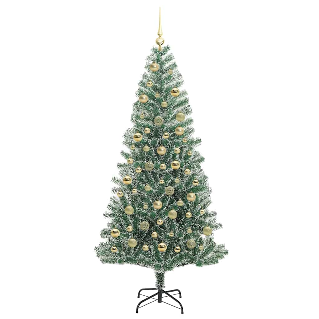 vidaXL Artificial Christmas Tree Snow Flocked with LED Light 210 cm 4