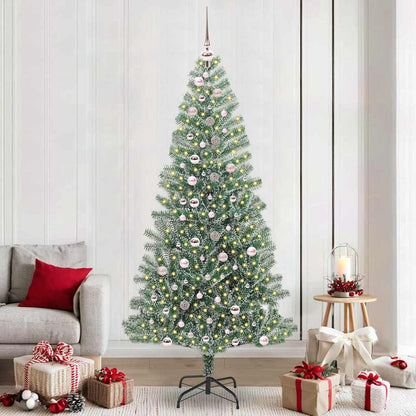 Artificial Christmas Tree Snow Flocked with LED Light 240 cm with LEDs&pink balls