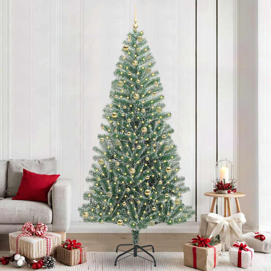 vidaXL Artificial Christmas Tree Snow Flocked with LED Light 240 cm 1
