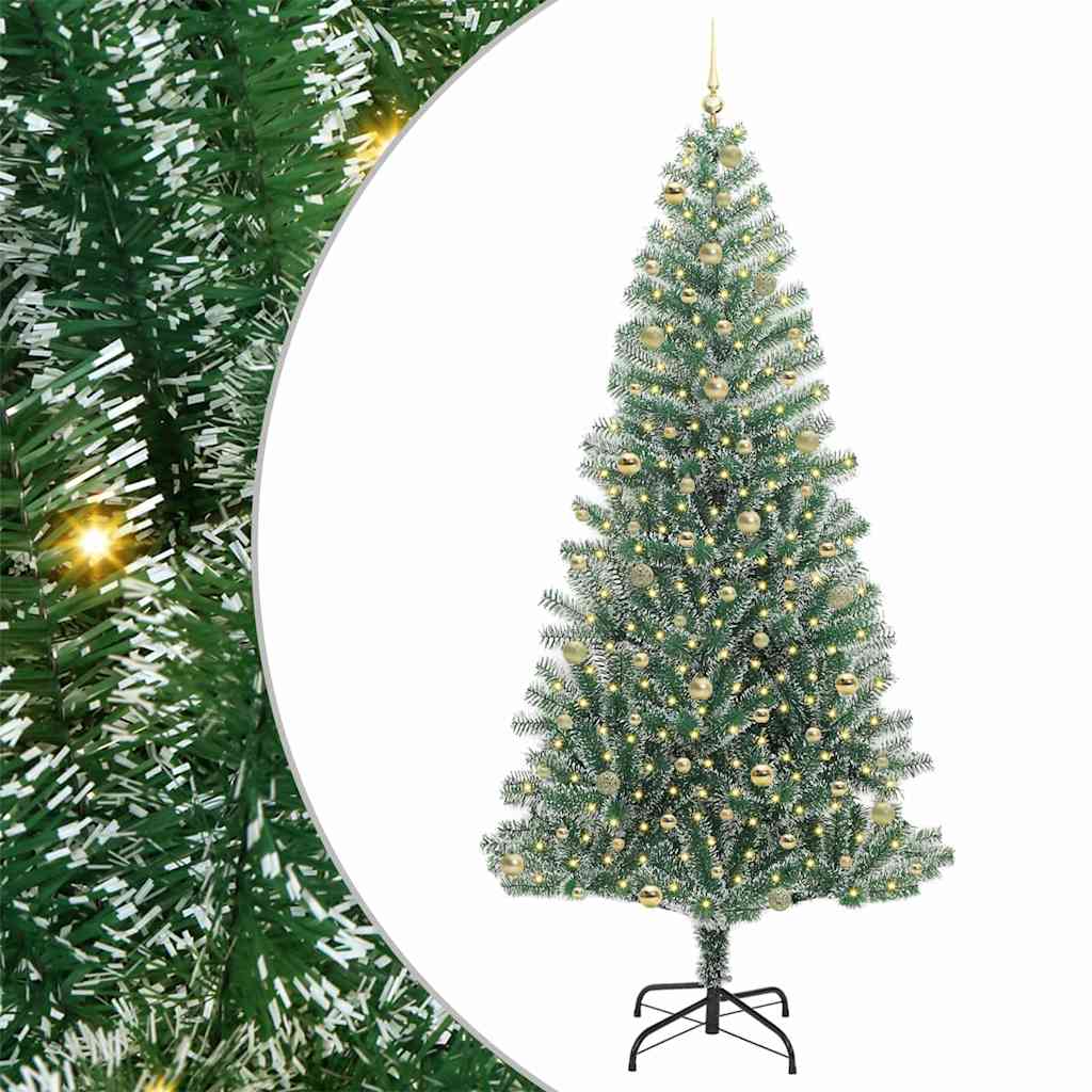 vidaXL Artificial Christmas Tree Snow Flocked with LED Light 240 cm 2