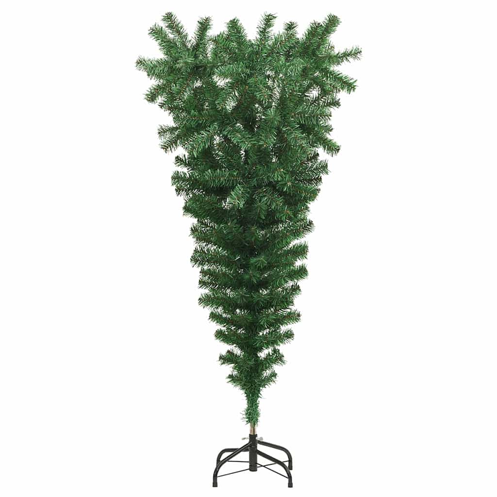 Upside-down Artificial Pre-lit Christmas Tree with Ball Set PVC Width 150 cm with 61 red balls