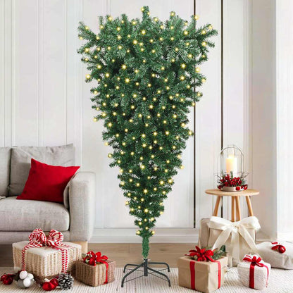 Upside-down Artificial Pre-lit Christmas Tree with Ball Set PVC Width 180 cm without balls