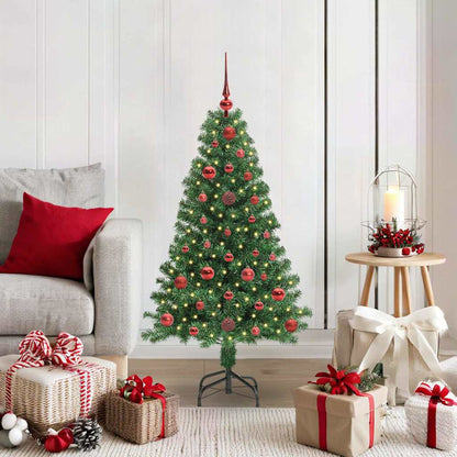 Artificial Christmas Tree with 150 LEDs with Stand Green 120 cm with 61 red balls