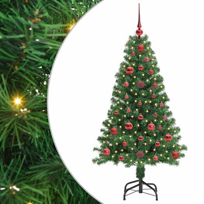Artificial Christmas Tree with 150 LEDs with Stand Green 120 cm with 61 red balls