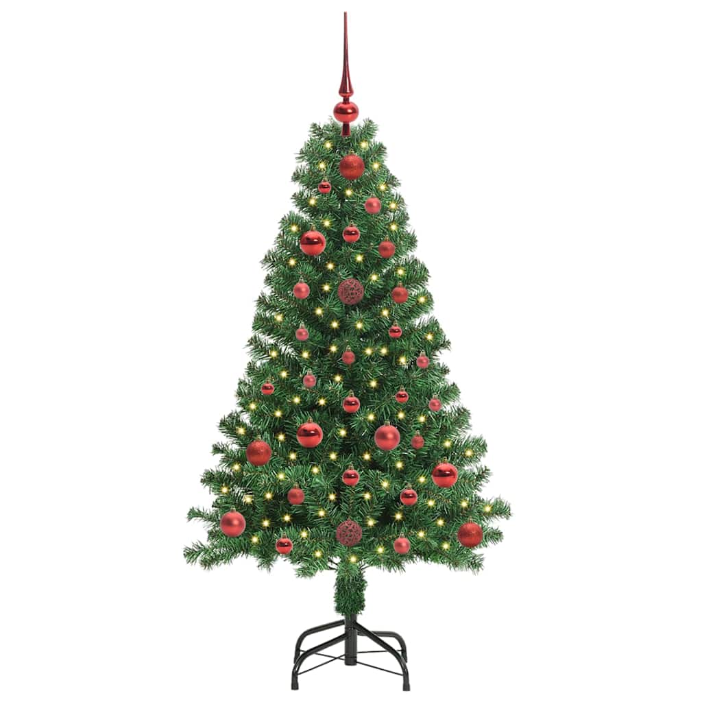 Artificial Christmas Tree with 150 LEDs with Stand Green 120 cm with 61 red balls