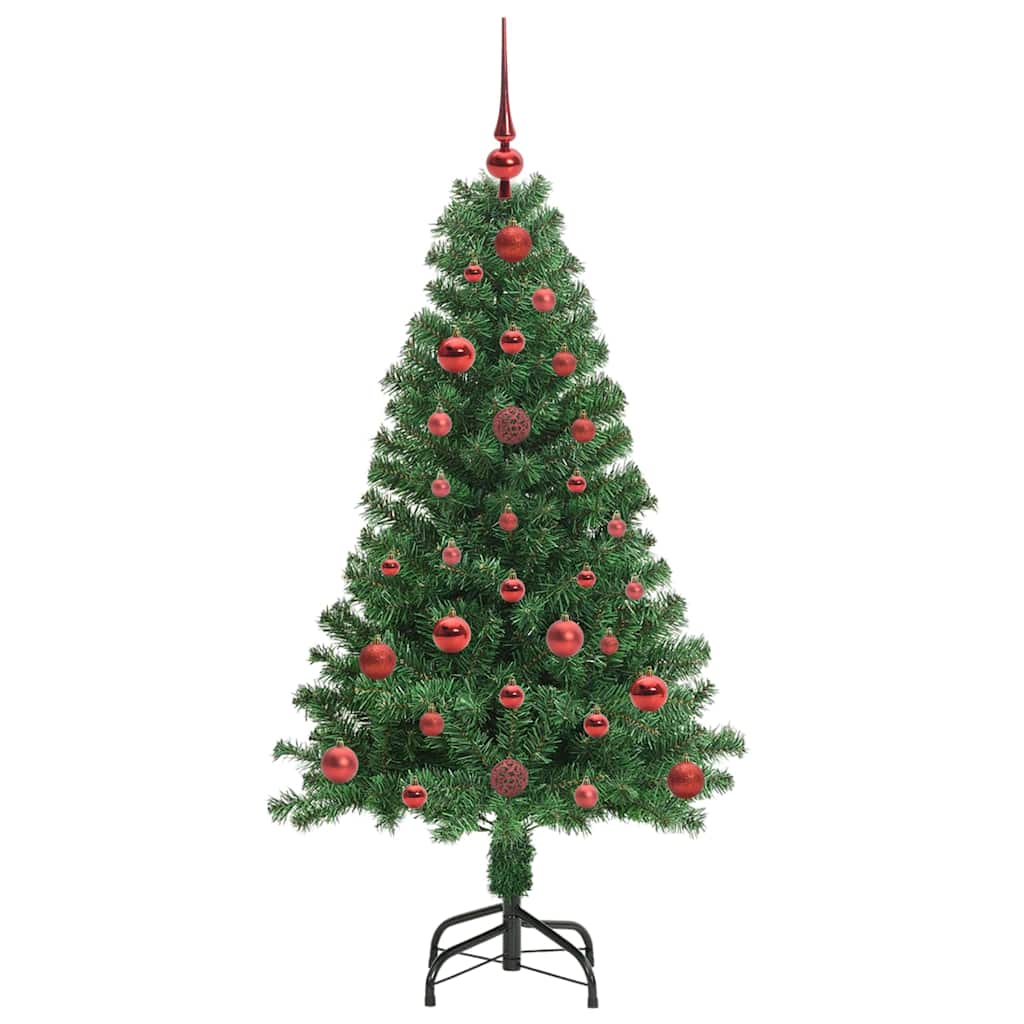 Artificial Christmas Tree with 150 LEDs with Stand Green 120 cm with 61 red balls