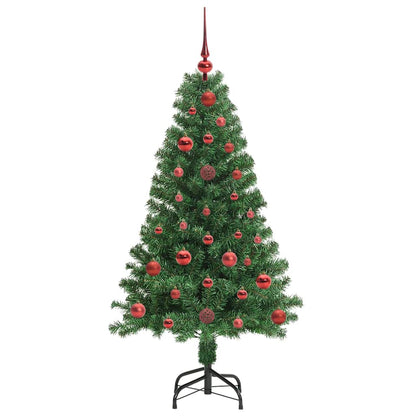 Artificial Christmas Tree with 150 LEDs with Stand Green 120 cm with 61 red balls