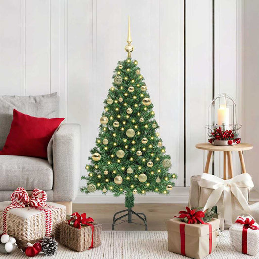 Artificial Christmas Tree with 150 LEDs with Stand Green 120 cm with 61 gold balls