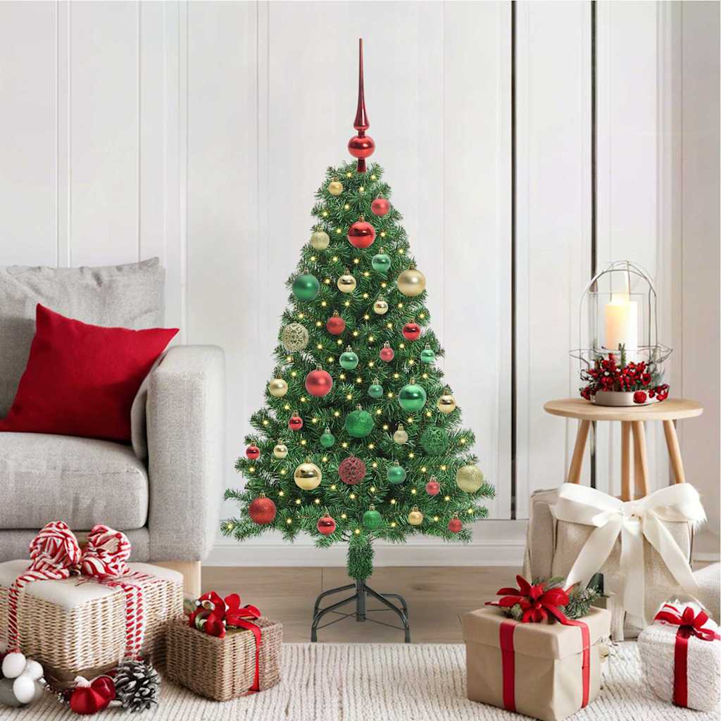 Artificial Christmas Tree with 150 LEDs with Stand Green 120 cm with 61 multicolour balls