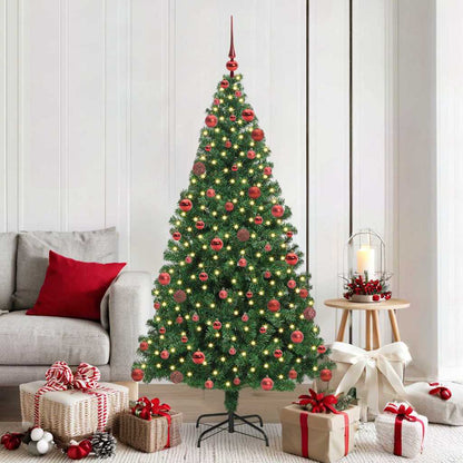 Artificial Christmas Tree with 300 LEDs with Stand Green 180 cm with 120 red balls