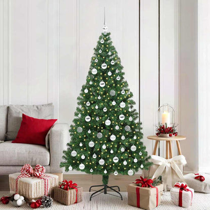 Artificial Christmas Tree with 300 LEDs with Stand Green 180 cm with 120 silver balls