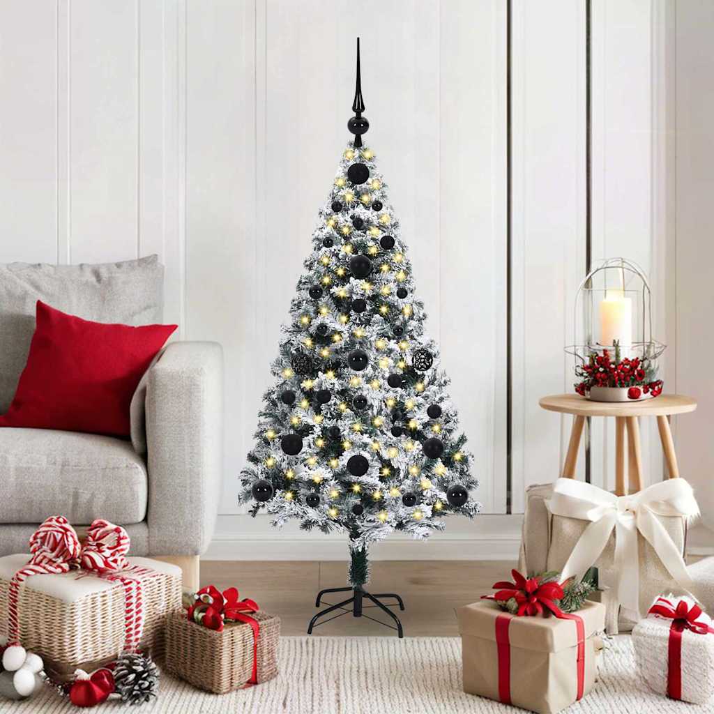 Artificial Christmas Tree White 120 cm with 61 black balls