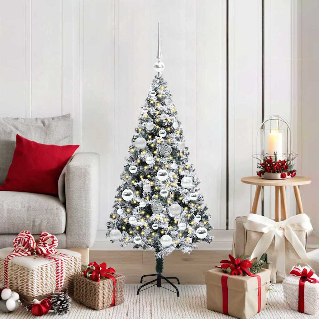 Artificial Christmas Tree White 120 cm with 61 silver balls