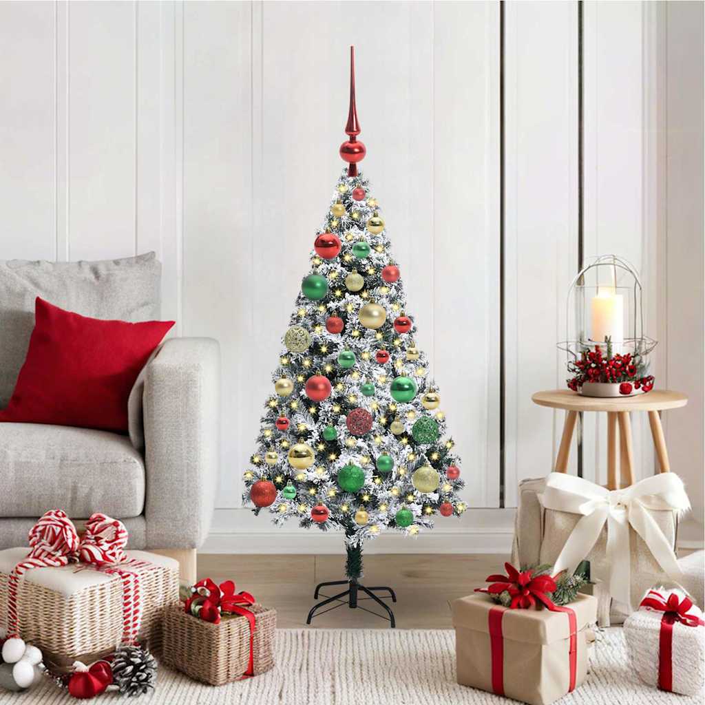 Artificial Christmas Tree White 120 cm with 61 multicolour balls