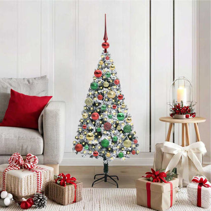 Artificial Christmas Tree White 120 cm with 61 multicolour balls