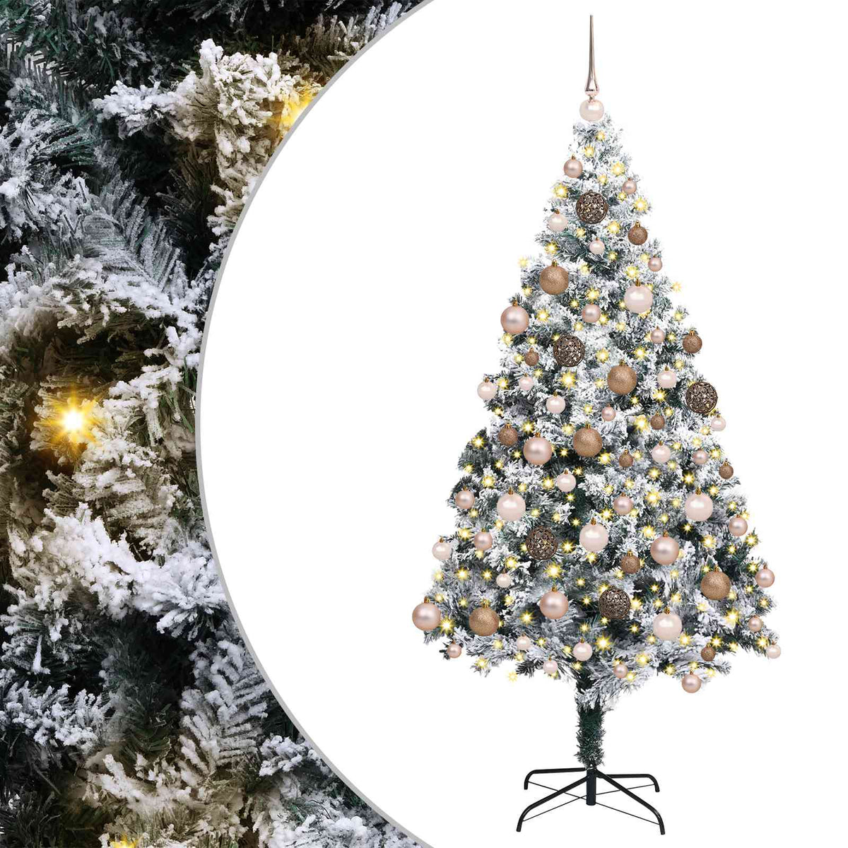 Artificial Christmas Tree White 180 cm with 120 rose gold balls