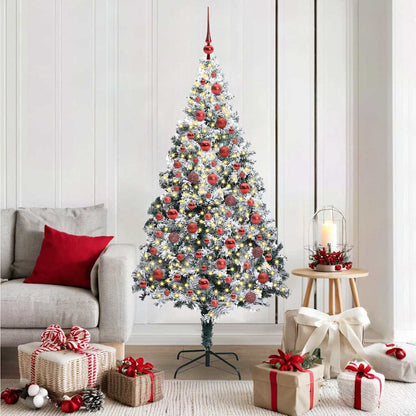 Artificial Christmas Tree White 180 cm with 120 red balls