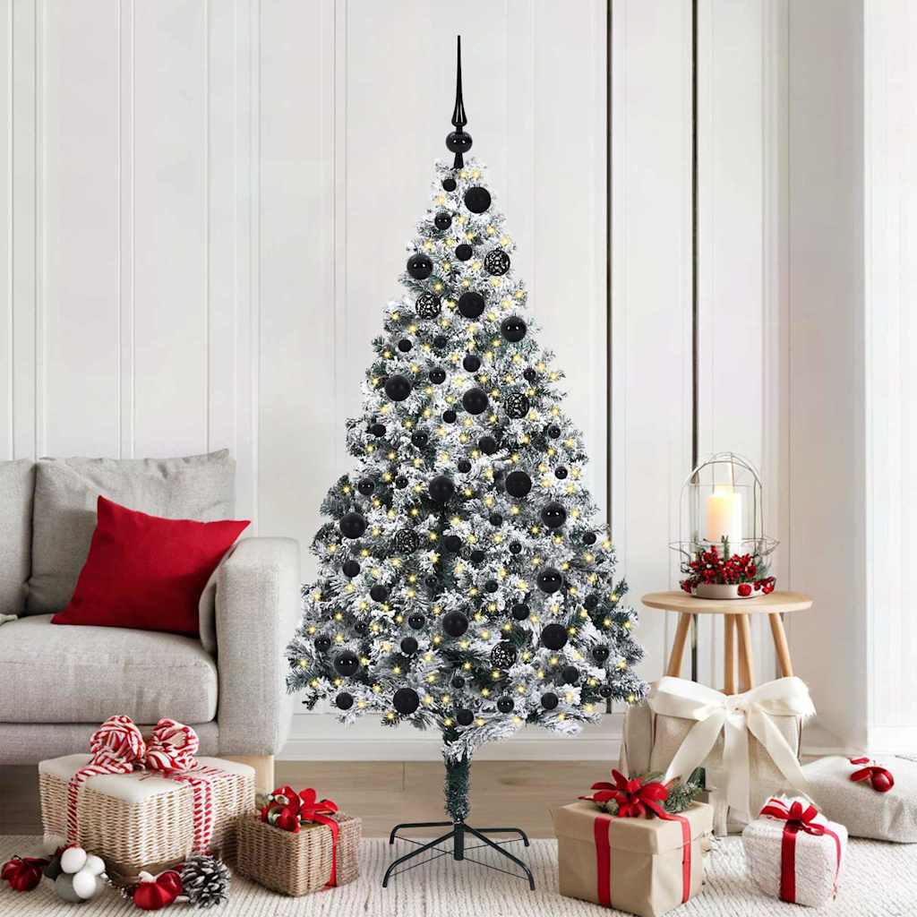 Artificial Christmas Tree White 180 cm with 120 black balls