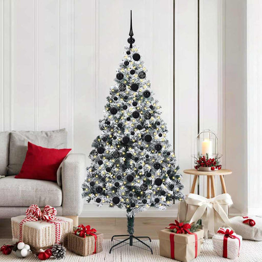 Artificial Christmas Tree White 180 cm with 120 black balls