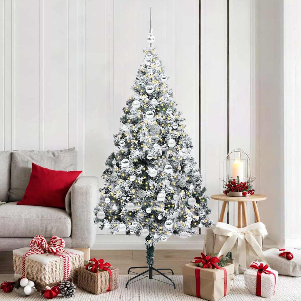 Artificial Christmas Tree White 180 cm with 120 silver balls