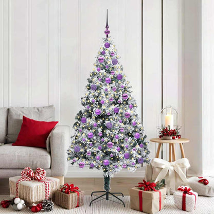 Artificial Christmas Tree White 180 cm with 120 lilac balls