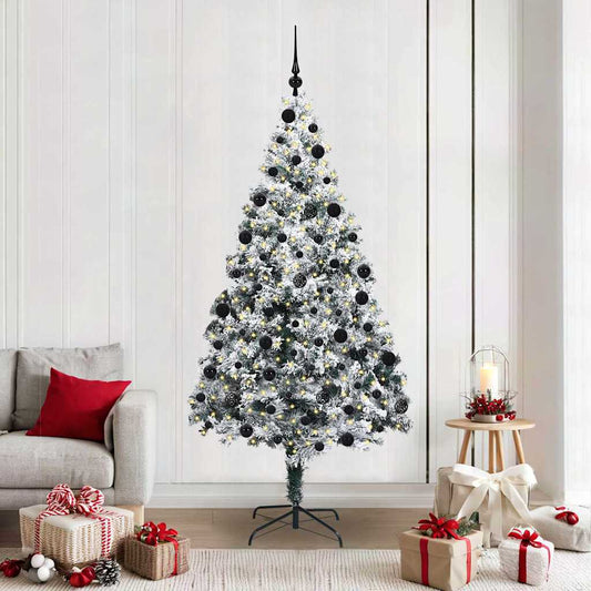 Artificial Christmas Tree White 210 cm with 120 black balls