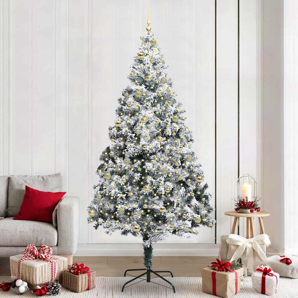 vidaXL Artificial Christmas Tree with 300 LEDs with Stand White 240 cm 1