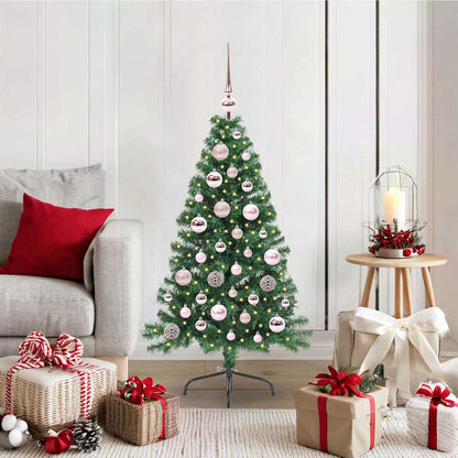 Artificial Pre-lit Christmas Tree PVC 120 cm Green with 61 pink balls