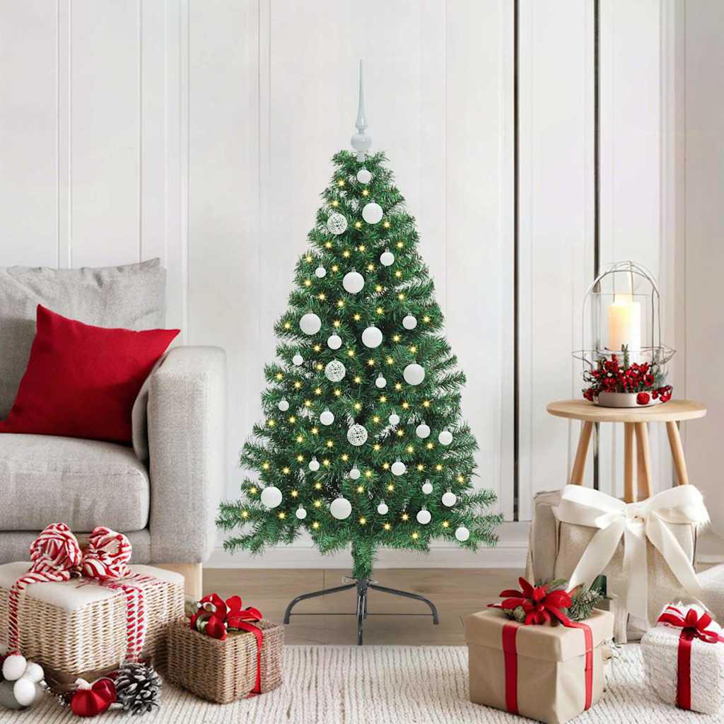 Artificial Pre-lit Christmas Tree PVC 120 cm Green with 61 white balls