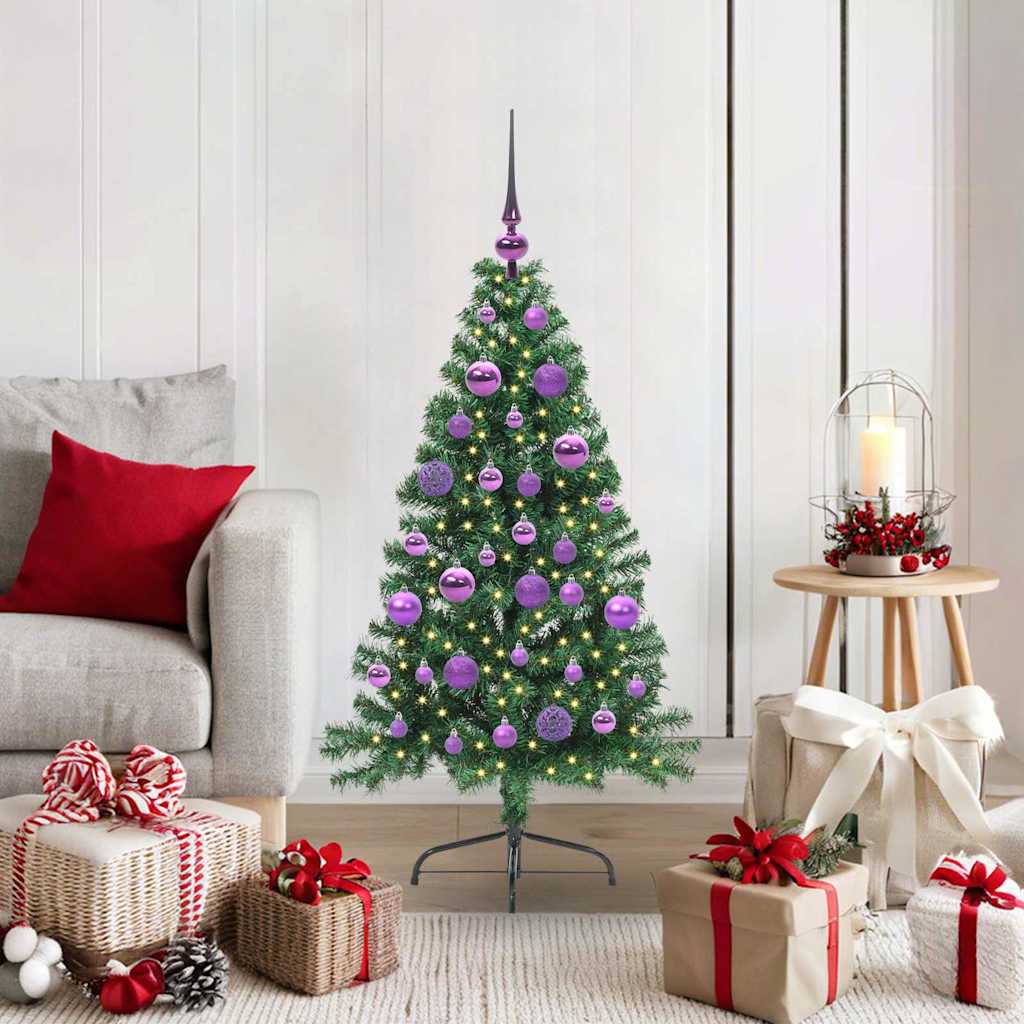 Artificial Pre-lit Christmas Tree PVC 120 cm Green with 61 lilac balls