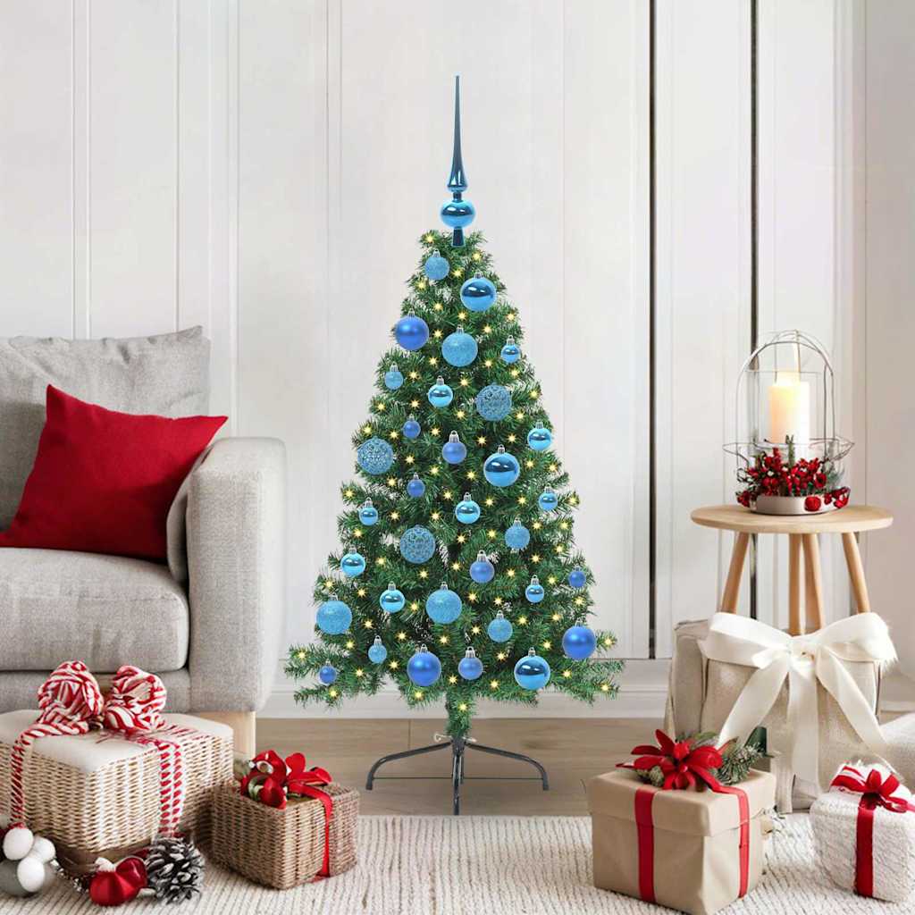 Artificial Pre-lit Christmas Tree PVC 120 cm Green with 61 blue balls