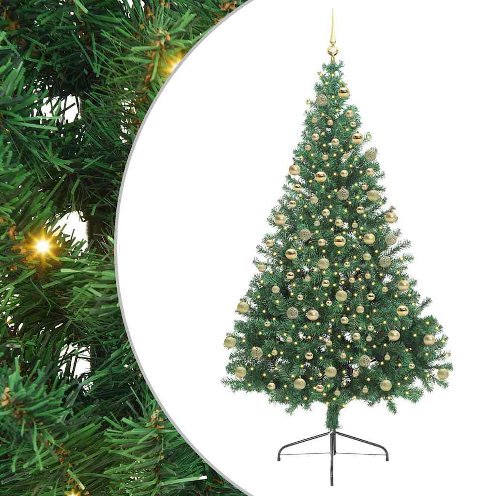 vidaXL Artificial Pre-lit Christmas Tree Green 180 cm PVC 2