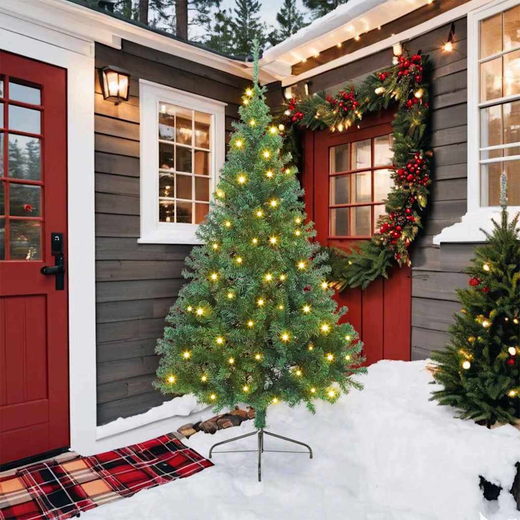Artificial Pre-lit Christmas Tree PVC 210 cm Green without balls