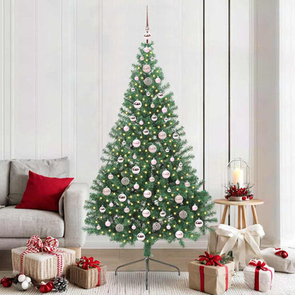 Artificial Pre-lit Christmas Tree PVC 210 cm Green with 120 pink balls