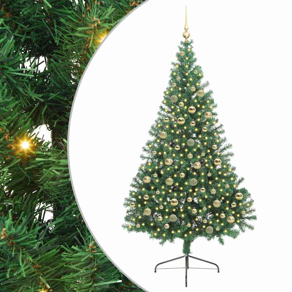 vidaXL Artificial Pre-lit Christmas Tree Green 210 cm PVC 2