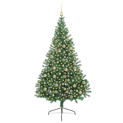 vidaXL Artificial Pre-lit Christmas Tree Green 210 cm PVC 3