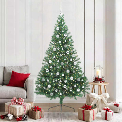 Artificial Pre-lit Christmas Tree PVC 210 cm Green with 120 silver balls