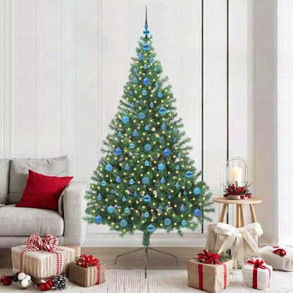 Artificial Pre-lit Christmas Tree PVC 210 cm Green with 120 blue balls