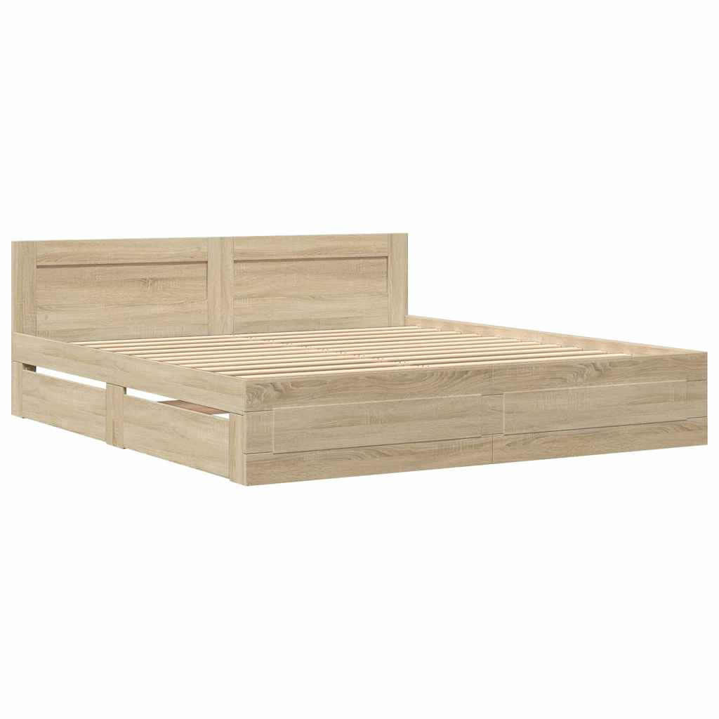 vidaXL Bed Frame Sonoma 193 x 203 cm Engineered Wood 2