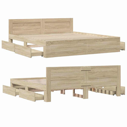 vidaXL Bed Frame Sonoma 193 x 203 cm Engineered Wood 5