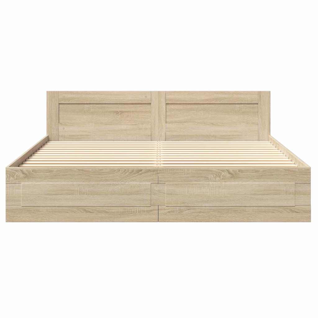 vidaXL Bed Frame Sonoma 193 x 203 cm Engineered Wood 6
