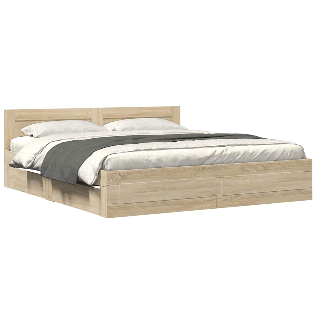 vidaXL Bed Frame Sonoma 193 x 203 cm Engineered Wood 3