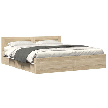 vidaXL Bed Frame Sonoma 193 x 203 cm Engineered Wood 3