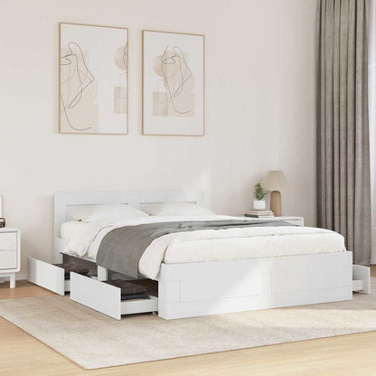 vidaXL Bed Frame with Headboard without Mattress White