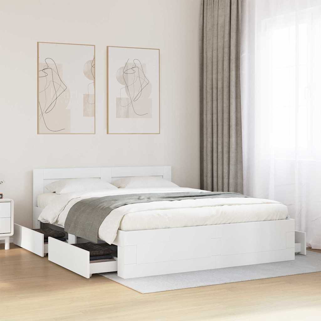 vidaXL Bed Frame with Headboard without Mattress White