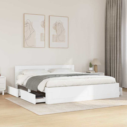 vidaXL Bed Frame with Drawer White 193 x 203 cm Engineered Wood 1