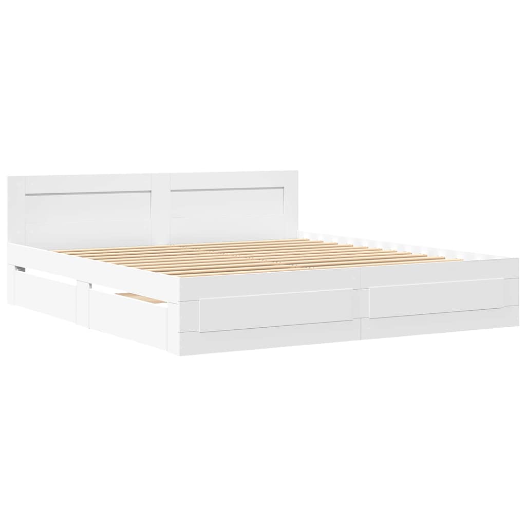 vidaXL Bed Frame with Drawer White 193 x 203 cm Engineered Wood 2